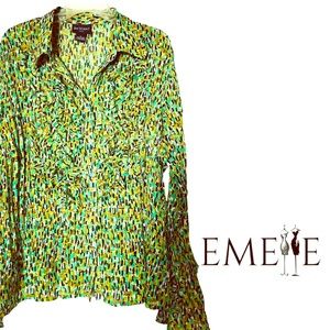 Bay Studio Plus 1X Sheer Fringe Front Blouse